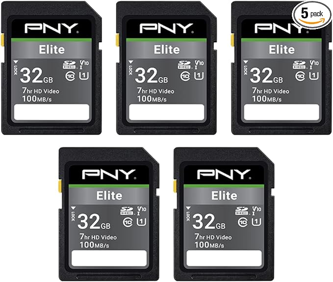 PNY 32GB Elite Class 10 U1 V10 SDHC Flash Memory Card by PNY