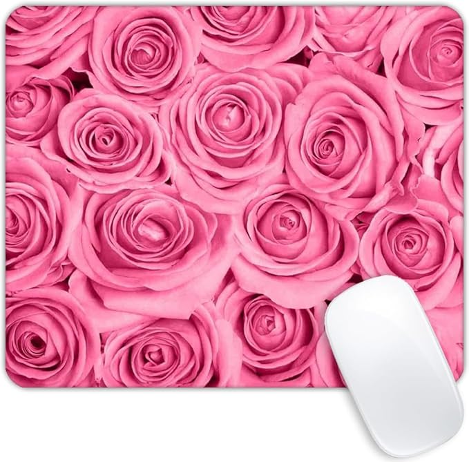 Pink Rose Mouse pad Customized Mousepad Non-Slip Rubber Base Mouse Pads by Goodsprout