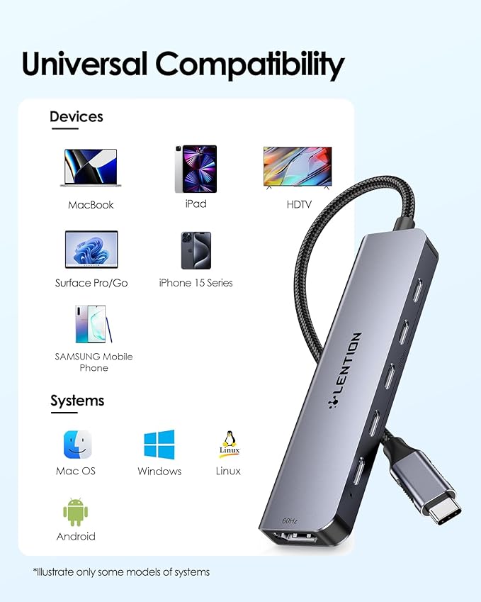 LENTION 6-in-1 USB C Hub Dock - Image 7