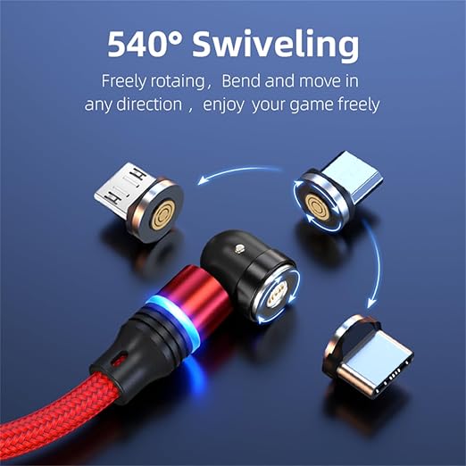 Magnetic Charging Cable 540° Rotation Magnet Phone Charger USB C Cable 3A Fast - Image 2