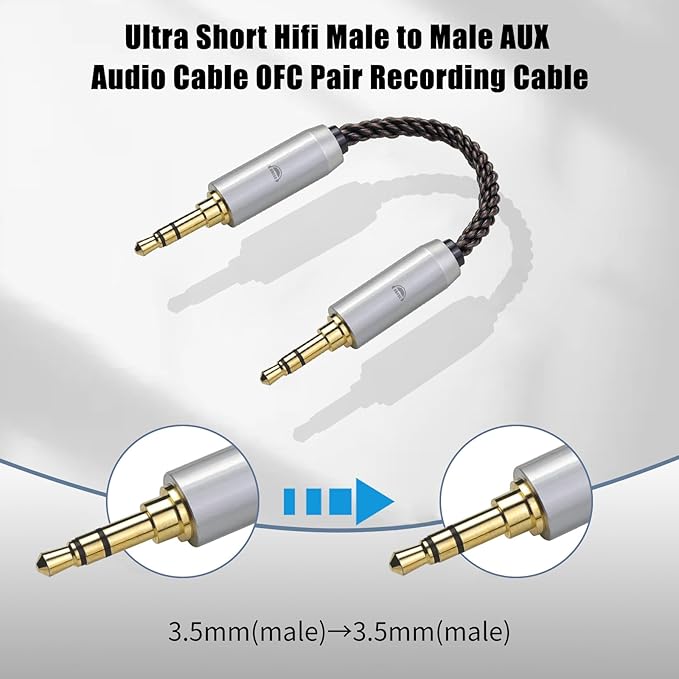 okcsc 3.5MM Male to 3.5MM Male Ultra Short Hifil Male to Male AUX Audio Cable - Image 2