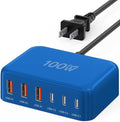 USB C Fast Charger 100W GaN 6 Port Type USB C Charging Station Hub Block Wall by BREEKET