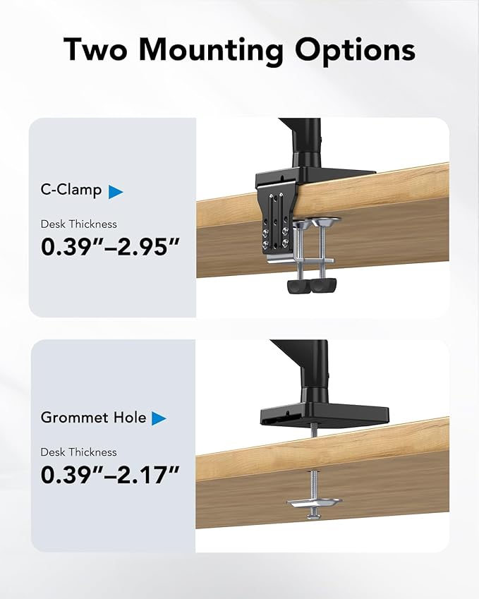 HUANUO Ultrawide Monitor Arm for 13 to 43 Inch Screens, Single Heavy Duty - Image 9