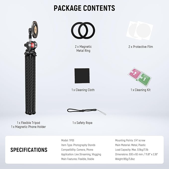 NEEWER Magnetic Flexible Phone Tripod Compatible - Image 8