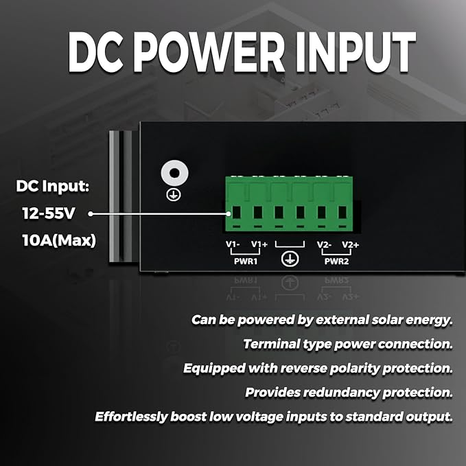 PROCET 10 Gbps Gigabit PoE++ Injector Din Rail, 60W Industrial Boost PoE Adapter - Image 2