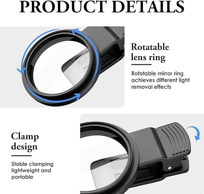 Clip - on Phone Polarizer Lens, Anti - Glare Polarizing Filter - Image 4