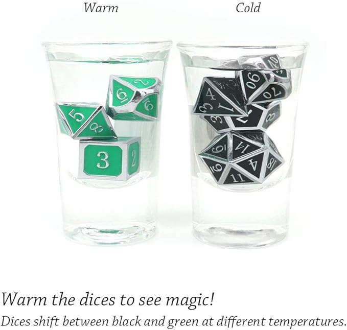 Haxtec Color Shifting Metal DND Dice Set Temperature Sensitive Polyhedral D&D - Image 4