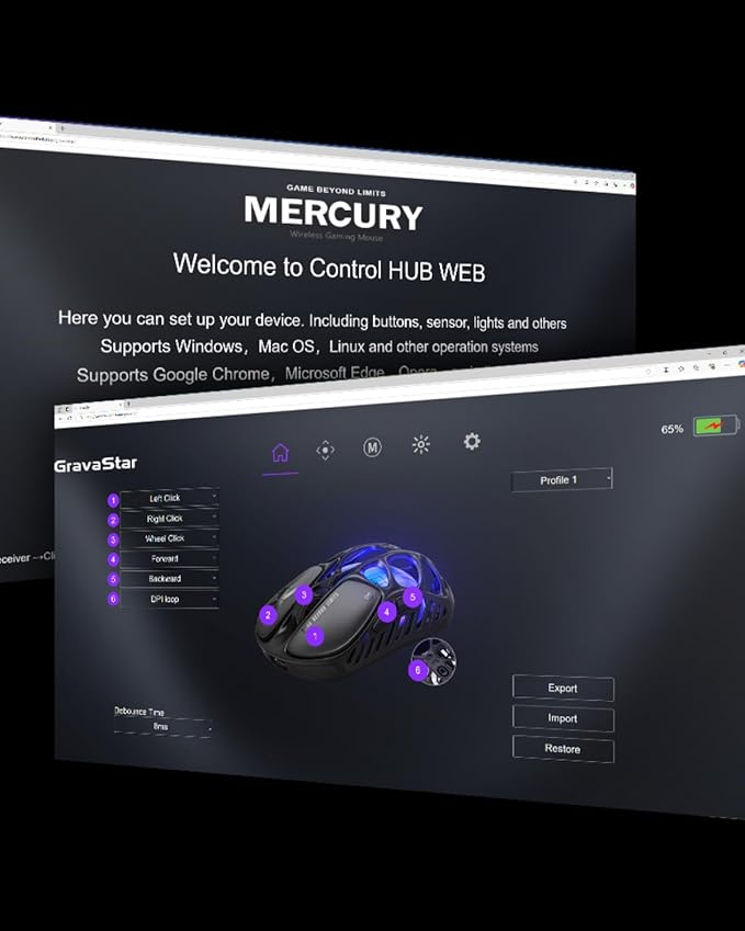 GravaStar Mercury X Wireless Gaming Mouse – 32, 000 DPI PAW 3950 Sensor - Image 5