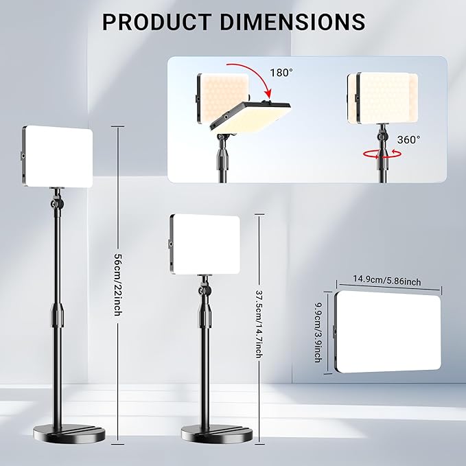2-Pack LED Video Light with Stand, Home Studio Back Lights, Photo Lights with - Image 4