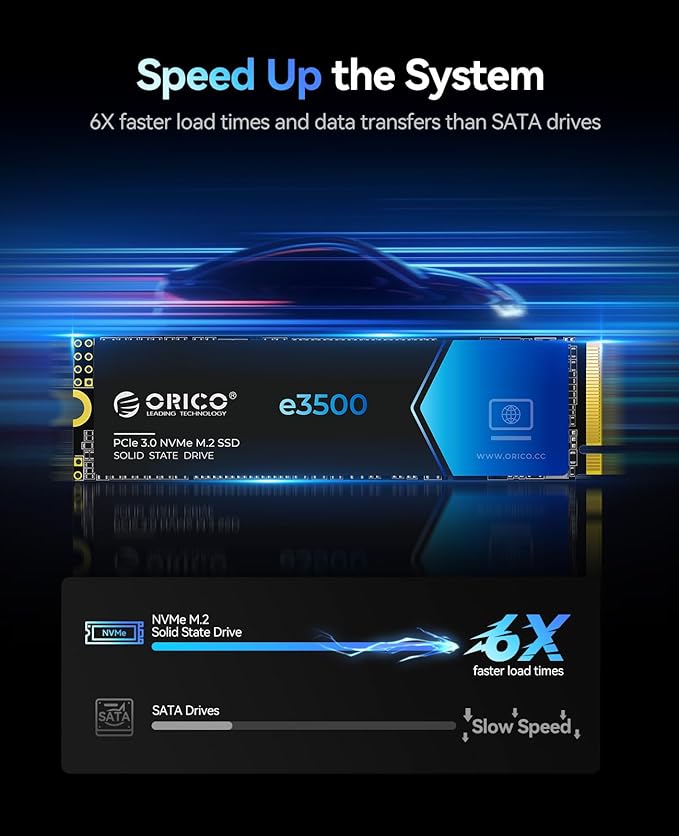 ORICO 512GB M.2 NVMe SSD, PCIe Gen3x4 M2 2280 SSD, 3D NAND Flash Internal Solid - Image 3