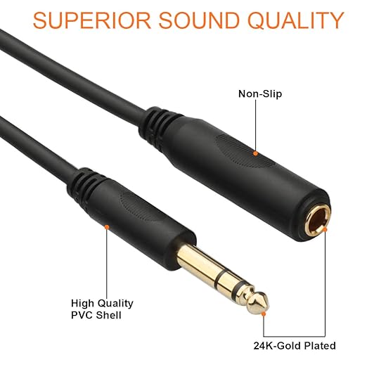 Tisino 1/4 Extension Cable 10 ft, Headphone Extension Cable Quarter inch TRS - Image 4
