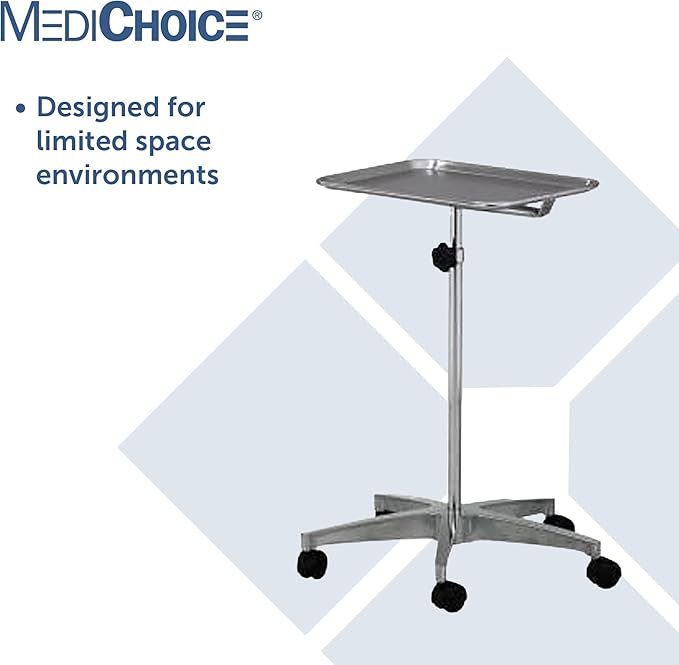 MediChoice Mobile Instrument Stand Steel Portable Adjustable Tray Medical - Image 5