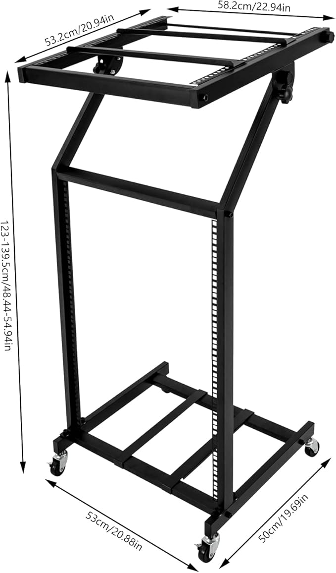 16U Professional DJ Stand Rack Mount DJ Mixer Stand Adjustable Stage Cart - Image 3