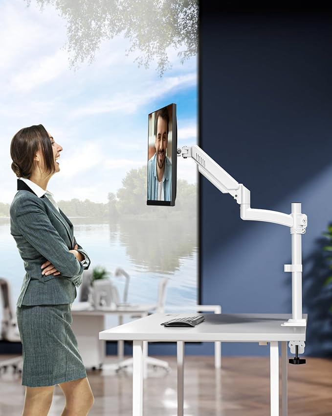 Single Monitor Mount Holds Max 22lbs, 13-32 inch Monitor Desk Mount, Height - Image 9