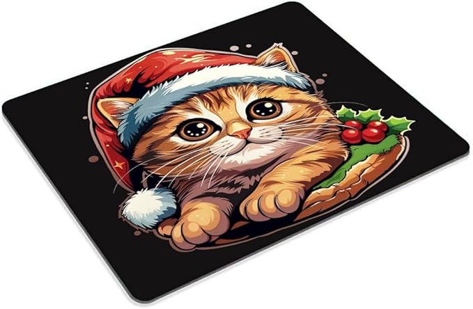 Square Mouse Pad Cute Cat with Burger-1, Gaming Mouse Pads - Image 2