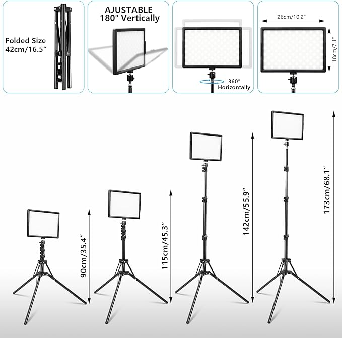 LED Photo Video Light 2-Pack, Bi-Color 2800-6500K Dimmable USB LED Continuous - Image 2
