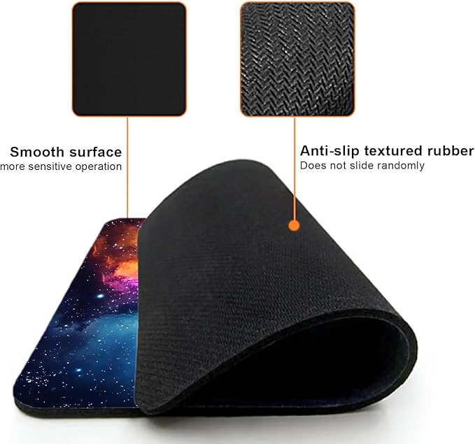 Mouse Pad, Glitter Blue Nebula Galaxy Mouse Pads - Image 3