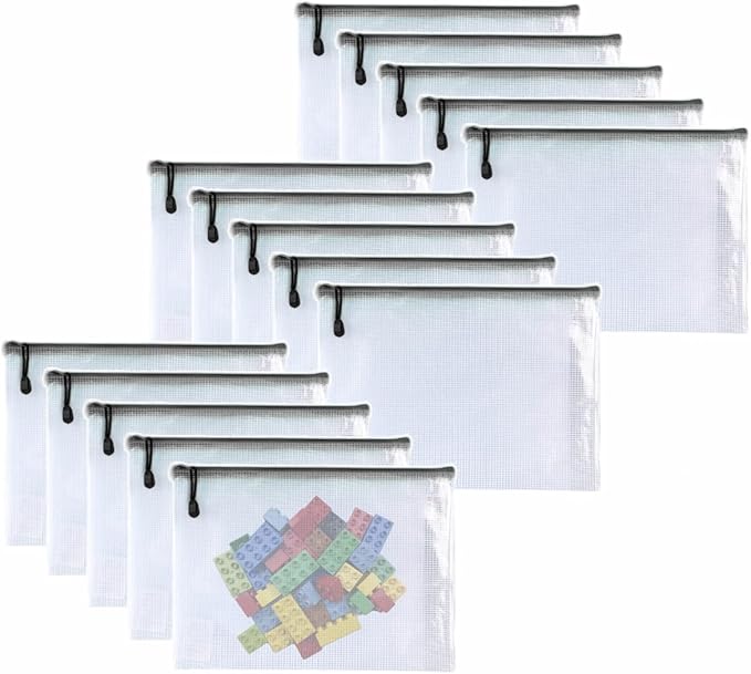 Oaimyy-8"x10"-15 Pcs-Plastic Mesh Zipper Pouch Document Folders Bag Zip File by Oaimyy