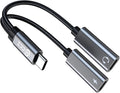 USB C Splitter, 1 in 2 Out Dual USB C Type Headphone and Charger Audio Adapter by KINBOOFI