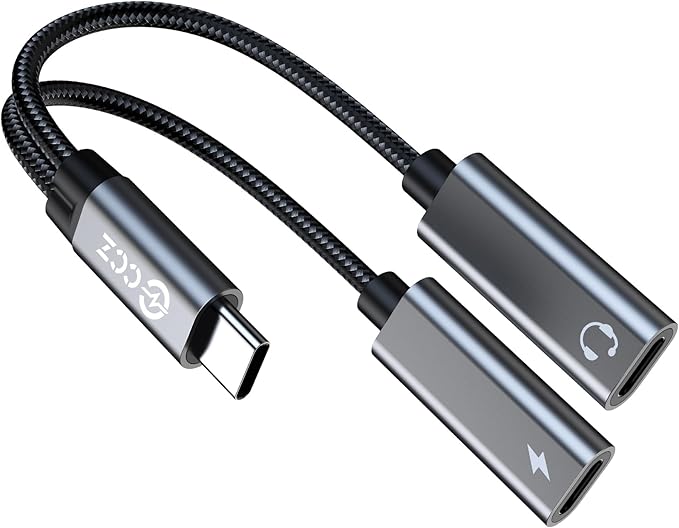 USB C Splitter, 1 in 2 Out Dual USB C Type Headphone and Charger Audio Adapter by KINBOOFI
