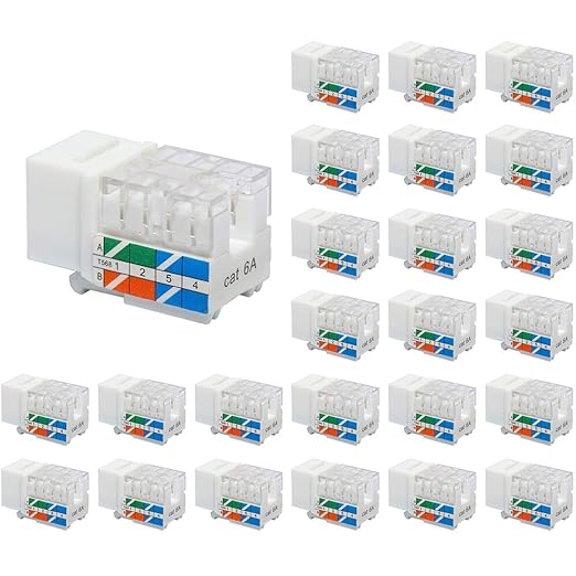 VCE RJ45 Cat6A Keystone Jack UL Listed 25-Pack, 10 Gbps Slim Profile Modular by VCE