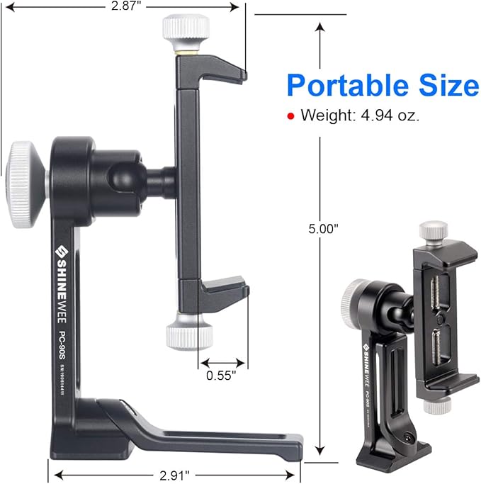 Metal Phone Tripod Mount Adapter, Arca Dovetail and 1/4" Screw Mount, - Image 8