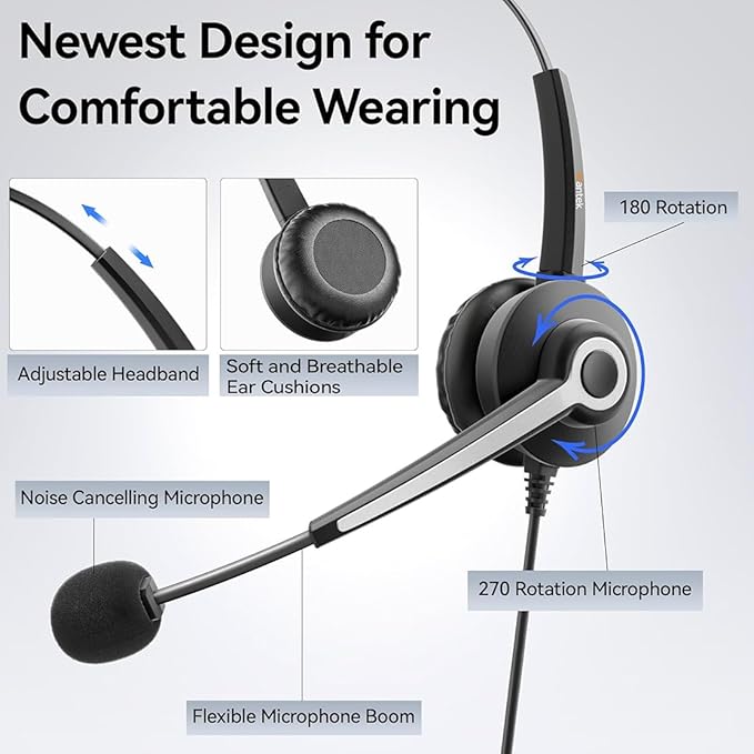 USB-A/USB C/3.5mm Jack 3-in-1 PC Headset, Wired & Noise - Image 7