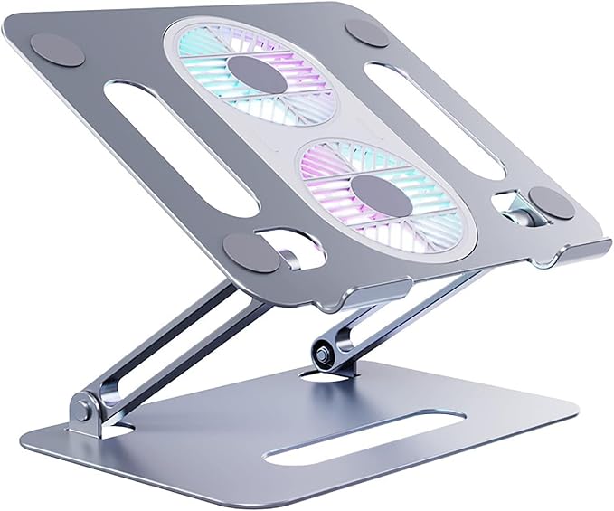 Adjustable Laptop Stand with Cooling Fan, Aluminium Alloy Multi-Angle Computer by Eiyikof