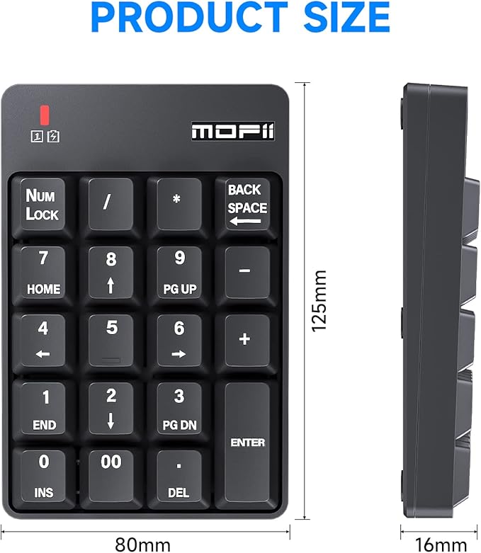MOFII Bluetooth 5.1 Number Pad Wireless Numeric Keypad Silent 19 Keys USB - Image 7
