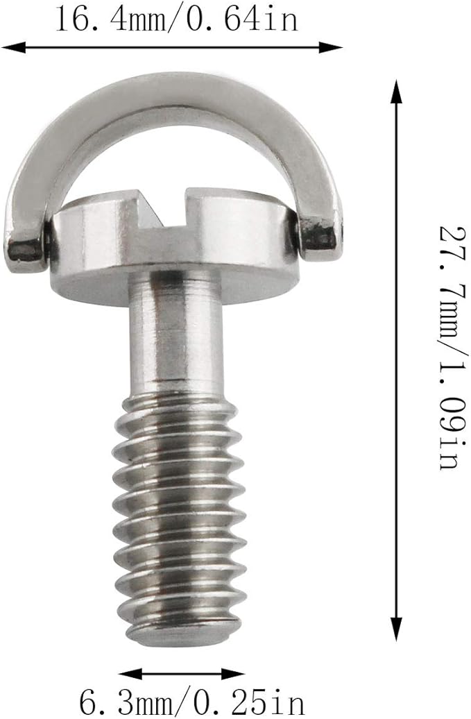 E-outstanding D Ring Hinged Screw 2PCS 1/4-20 Thread D-Ring Stainless Steel - Image 2