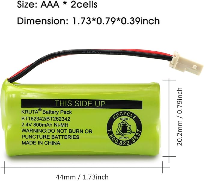 Kruta BT166342 BT266342 Battery 2.4V 800mah Replacement Battery Pack Compatible - Image 2