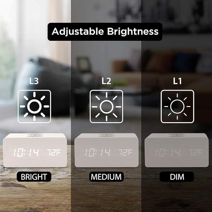 OCT17 Alarm Clock with Qi Wireless Charging Pad Compatible with iPhone Samsung - Image 4