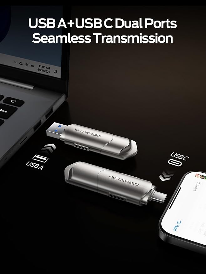 MOVE SPEED USB Drive 2TB External SSD 1000MB/s USB 3.2 Gen2+USB C Dual Ports - Image 4
