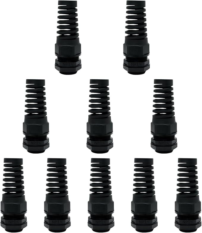 LeMotech 10Pcs NPT 3/8" IP68 Waterproof Cable Gland Flex Spiral Strain Relief by LeMotech