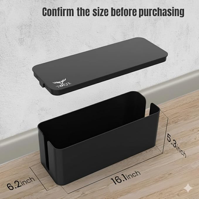 Large Cable Management Box, Cord Organizer Box to Hide Power Strip, Extension - Image 2