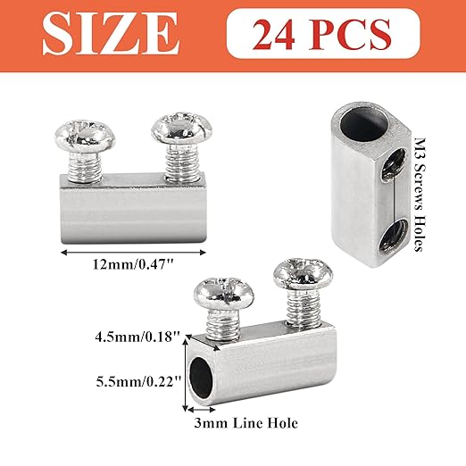 Biaungdo 24 Pcs Stainless Steel Wire Rope Cable Clamp, Adjustable New Upgrade - Image 2