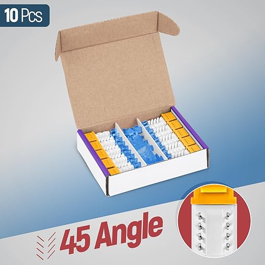 Everest 45° Angled RJ45 Cat5e Keystone Jacks 10-Pack in Yellow - Image 2