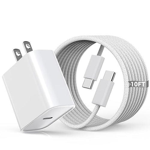 10FT Woven Cable for Apple 16 15, 60W 10Foot USB C to Type C Braided Charger by Vagavo