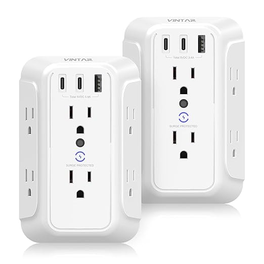 Surge Protector Outlet Extender, VINTAR 6 Outlet Splitter by VINTAR