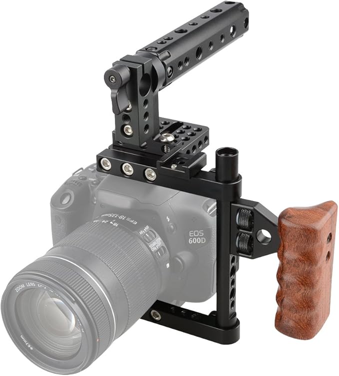 CAMVATE DSLR Camera Cage Top Handle Wood Grip Compatible by CAMVATE