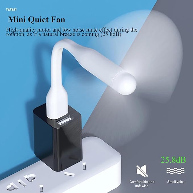 Mini USB Fan, Portable Pocket Fan USB-A Powered Little Cooler, Quiet Operation - Image 5