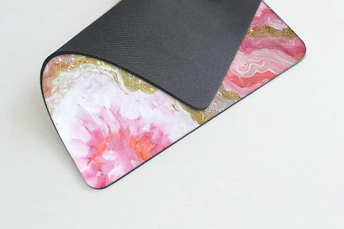 Dazzling Geode Pink Gold Marble Mouse pad Customized Mousepad Non-Slip Rubber - Image 3