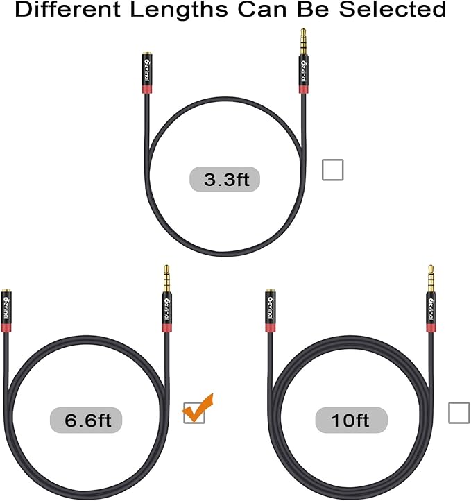 Devinal 3.5mm TRRS Headphone Extension Cable, 1/8" inch Female 4-Pole to Male - Image 2