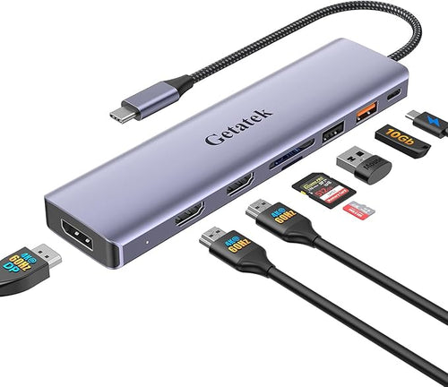 10Gbps USB C Hub, USB-C Laptop Docking Station, 8in1 Triple Display Docking by Getatek