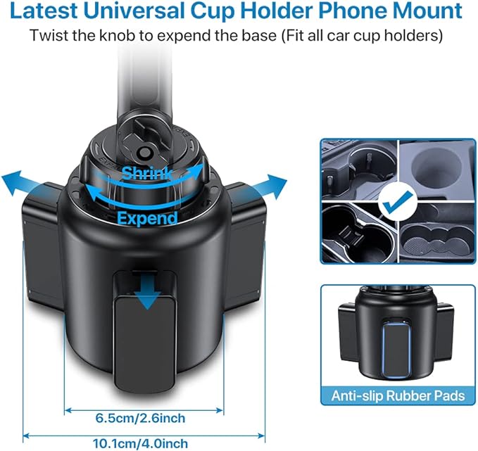 Miracase Cup Phone Holder for Car, Adjustable Long Neck Car Cup Holder Phone - Image 3