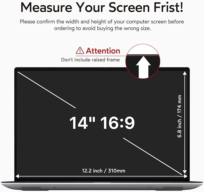 BERSEM 14 inch Removable Laptop Privacy Screen Filter - Image 6