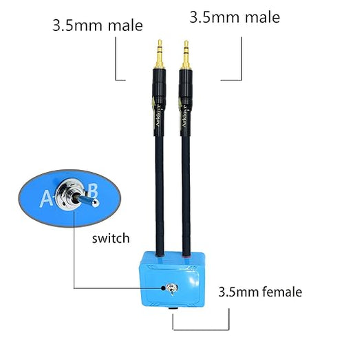 10ft Sound Channel swicher 1/8" aux Input 3.5mm Female to 2X 3.5 Output Switch - Image 2