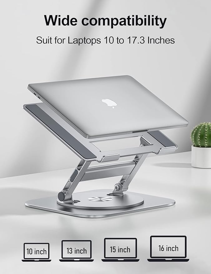 Laptop Stand for Desk, 360 Rotating Base Aluminum Computer Stand Ergonomic - Image 6