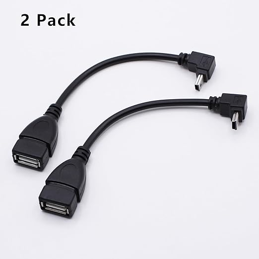 90 Degree Mini USB to USB A OTG Adapter Cable 5.5in Down Angle Mini USB 5-Pin - Image 3