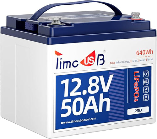 12.8V 50Ah Pro LiFePO4 Battery, 15000+ Cycles Batteries by Timeusb